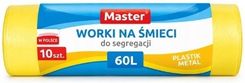 Zdjęcie MASTER Worki na śmieci do segregacji żółte PLASTIK, METAL 60L 10szt. - Mońki