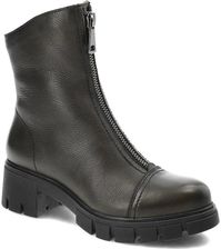 Zdjęcie Zielone Botki Simen Damskie Skórzane Modne Obuwie - Orzesze