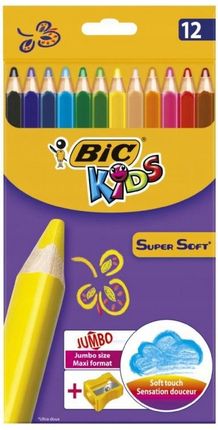 Bic Kredki Ołówkowe Super Soft 12 Kolorów I Temperówka