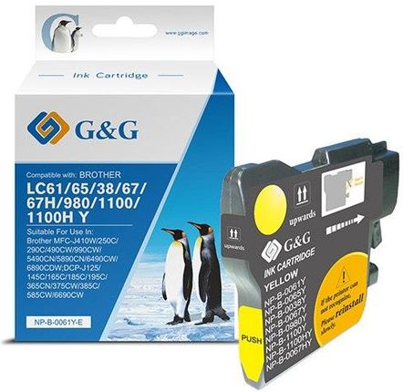 G&G kompatybilny ink / tusz z LC-980Y, LC-1100Y, yellow, 260s, NP-B-0061Y/1100Y/980Y, dla Brother DCP-145C, 165C