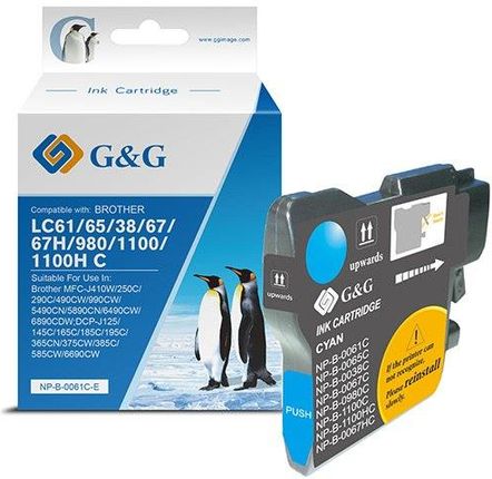 G&G kompatybilny ink / tusz z LC-980C, LC-1100C, cyan, 260s, NP-B-0061C/1100C/980C, dla Brother DCP-145C, 165C