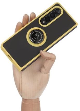 Etui Bizon Case Hybrid Ring do Galaxy Z Fold4, żółte