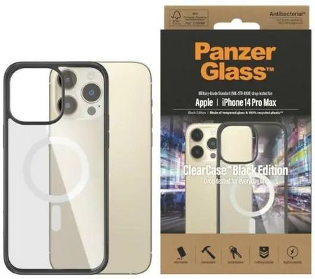 PanzerGlass ClearCase MagSafe iPhone 14 Pro Max 6,7" Antibacterial czarny/black 0416