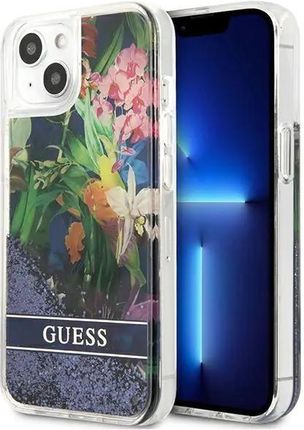Apple Guess Guhcp13Slflsb Iphone 13 Mini 5,4" Niebieski/Blue Hardcase Flower Liquid Glitter (398007)