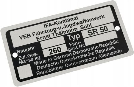 Barter Tabliczka Znamionowa Niemcy Org Simson Sr50 Skuter 002-0001-169