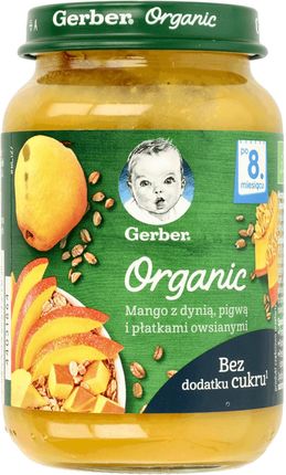 Gerber Organic Deserek mango z dynią pigwą i płatkami owsianymi dla niemowląt po 8. miesiącu 190g