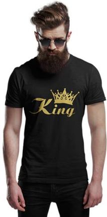 Koszulka na walentynki z złotym napisem KING i koroną