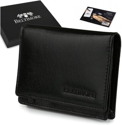 Etui na wizytówki karty czarne skórzane portfel slim Beltimore G94