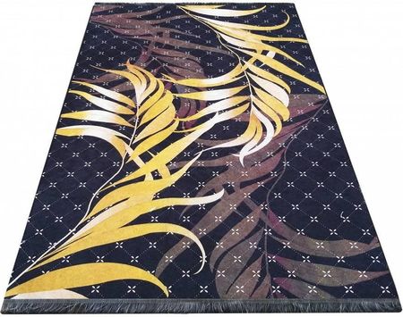 Dywany Turpol Dywan Antypoślizgowy Do Salonu Złote Liście Czarno-Złoty 08 Black 80x150cm