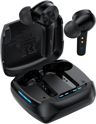 Acefast gamingowe dokanałowe słuchawki bezprzewodowe TWS Bluetooth 5.0 opóźnienie 65ms wodoodporne IPX5 czarny (T4 black)