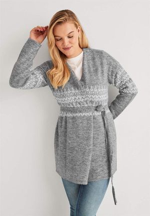 Żakardowy rozpinany sweter z mieszanki wełny