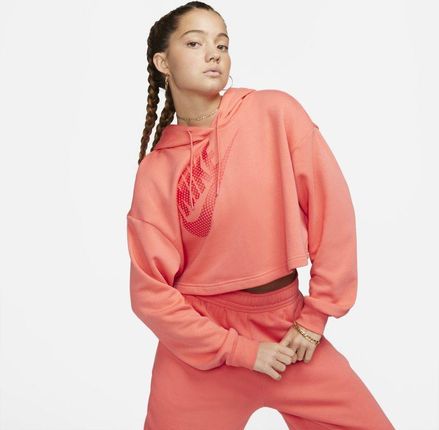 Nike Damska dzianinowa bluza z kapturem o skróconym kroju do tańca Nike Sportswear - Pomarańczowy