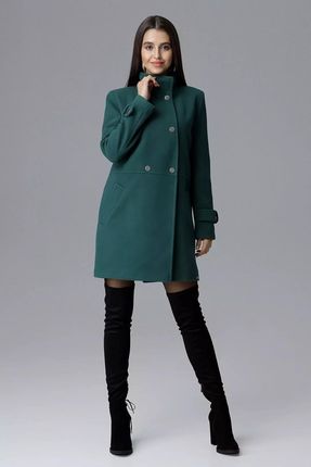 Elegancki płaszcz ze stójką (Zielony, S)