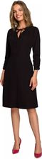 Rozkloszowana sukienka midi z wiązaniem na dekolcie (Czarny, S) - zdjęcie 1