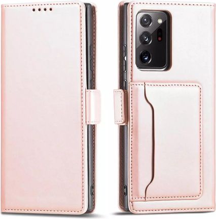 Magnet Card Case Etui Do Samsung Galaxy S22 Ultra Pokrowiec Portfel Na Karty Kartę Podstawka Różowy (55986)