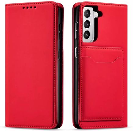 Magnet Card Case Etui Do Samsung Galaxy S22+ (S22 Plus) Pokrowiec Portfel Na Karty Kartę Podstawka Czerwony (55989)