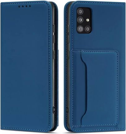 Magnet Card Case Etui Do Samsung Galaxy A12 5G Pokrowiec Portfel Na Karty Kartę Podstawka Niebieski (56011)
