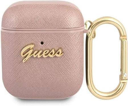 Guess Gua2Sasmp Airpods Cover Różowy/Pink Saffiano Script Metal Collection (544782)