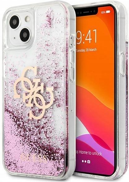 Guess GUHCP13SSLTGP IPhone 13 Mini 5,4" Różowy/pink Hardcase Silicone Triangle B Iext123290125