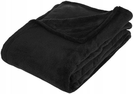 Atmosphera Miękki czarny koc kocyk 130x180 pluszowy na łóżko