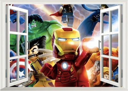 Naklejki Ścianę Szafkę Okno Avengers Klocki Lego