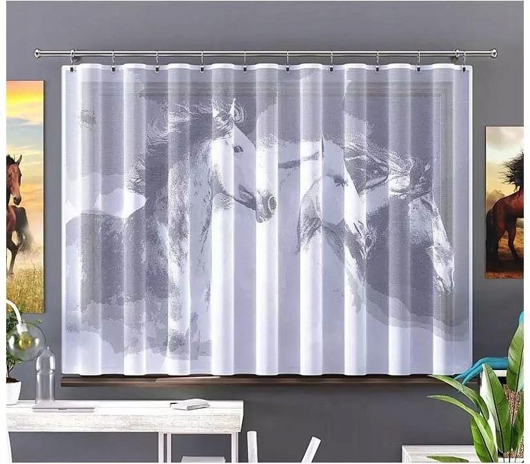 Konie Firanka 250 X 150 Cm Horses Biały Dzieci - zdjęcie 4 Konie Firanka 250 X 150 Cm Horses Biały Dzieci