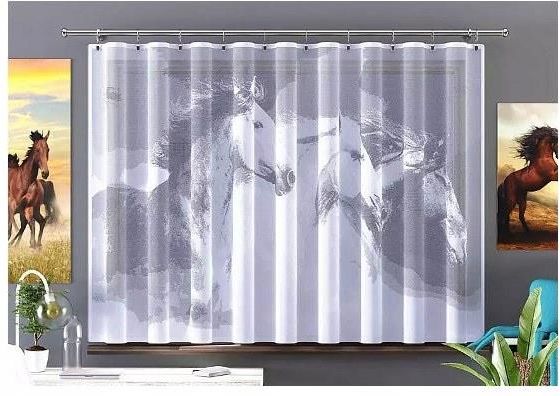 Konie Firanka 250 X 150 Cm Horses Biały Dzieci - zdjęcie 2 Konie Firanka 250 X 150 Cm Horses Biały Dzieci