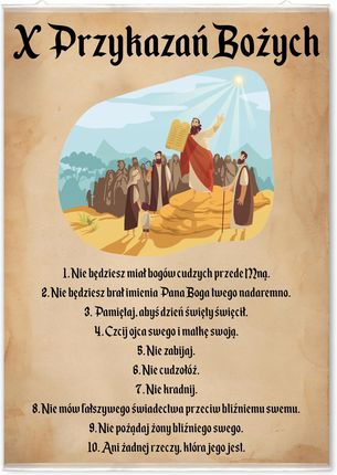 Duży Plakat Dla Dzieci Dekalog 10 Przykazań Bożych