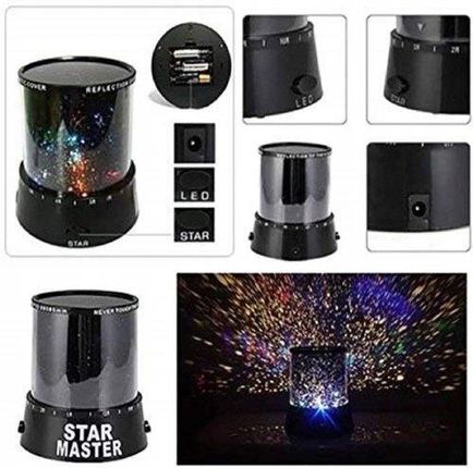 Lampka Projektor Stars Czarny + Baterie Gratis
