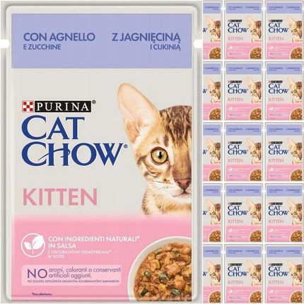 CAT CHOW Kitten Mokra karma dla kociąt z jagnięciną i cukinią w sosie 26x85g