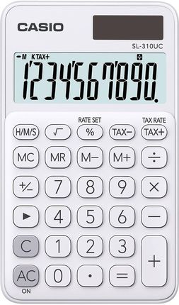 Casio Kalkulator Kieszonkowy Sl-310Uc-We Biały, 10 Cyfrowy Wyświetlacz (SL310UCWEBOX)