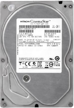 Hitachi Cinemastar P7K500, 500GB, SATA 300, 7200rpm, 8MB (HCP725050GLA380)