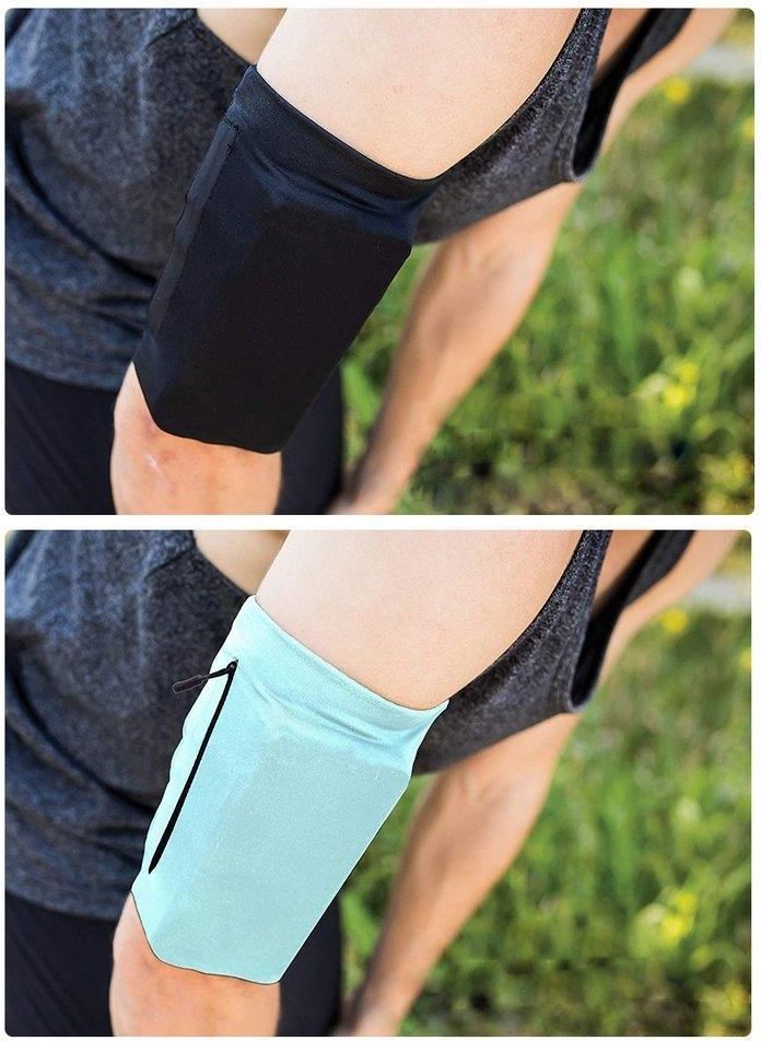 Elastyczny materiałowy armband opaska na ramię do biegania fitness L granatowa - zdjęcie 1 Elastyczny materiałowy armband opaska na ramię do biegania fitness L granatowa