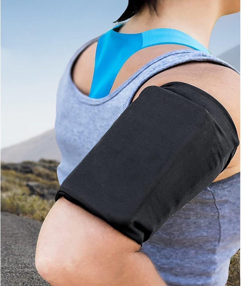 Elastyczny materiałowy armband opaska na ramię do biegania fitness L granatowa - zdjęcie 4 Elastyczny materiałowy armband opaska na ramię do biegania fitness L granatowa