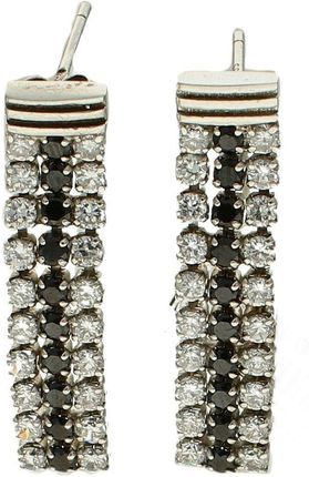 Diament Kolczyki srebrne wiszące cyrkonie biało czarne (DIAKLC8310925)
