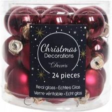Zdjęcie Bombki choinkowe bordowe zestaw 24 szt. - Szczekociny