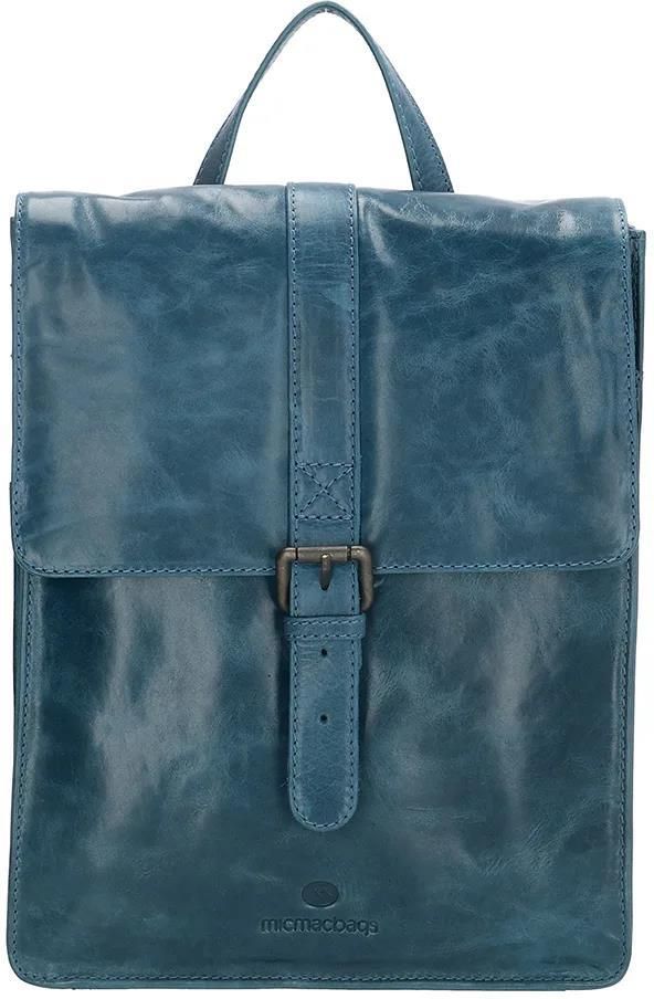 Micmacbags Skórzany plecak w kolorze niebieskim 25 x 31,5 x 8 cm