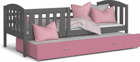 Łóżko Dziecięce 200X90 Szare Różowe Kubuś P2
