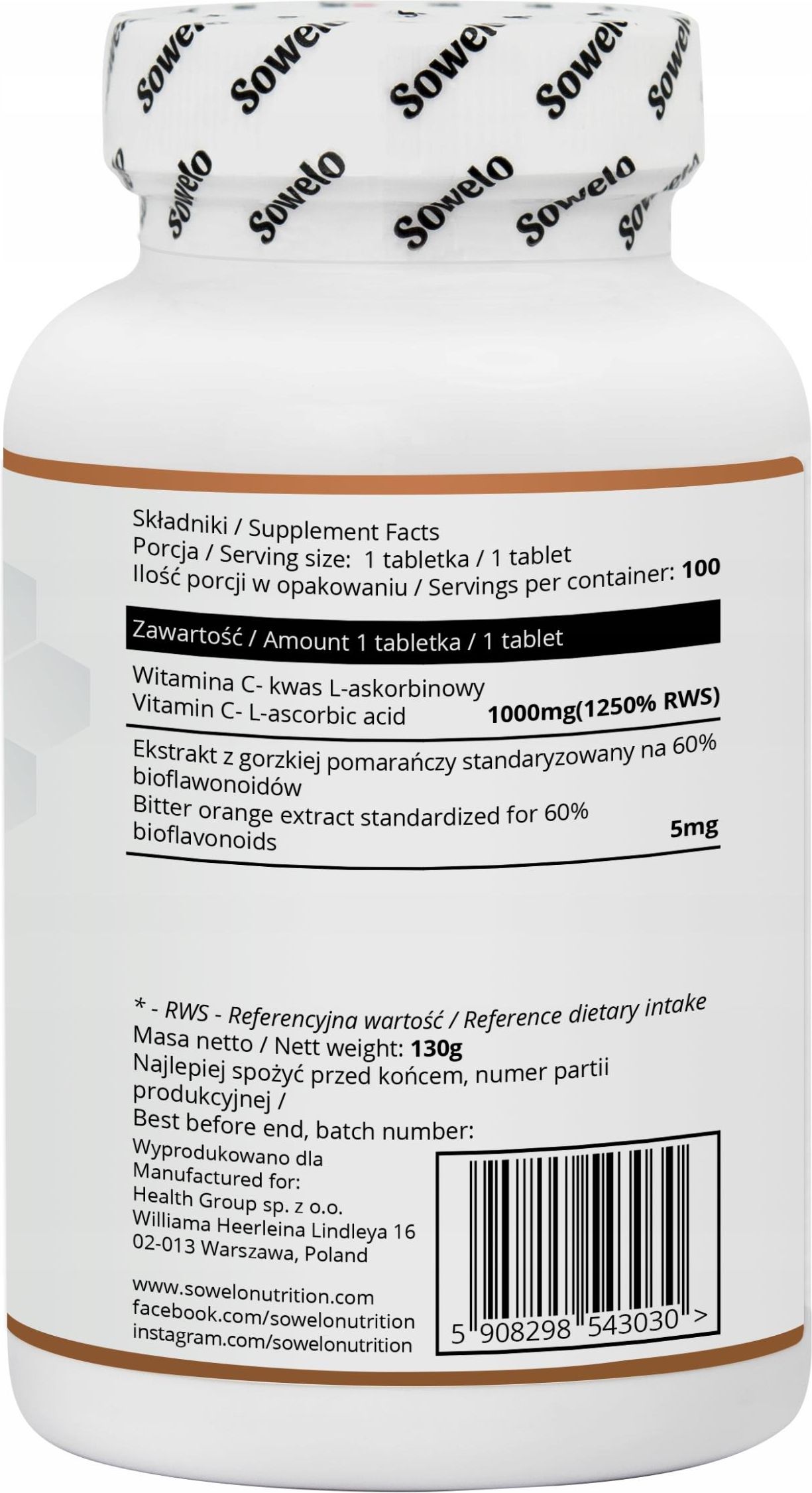 Sowelo Witamina C 1000Mg + Bioflawonoidy 100 tabl. - Opinie i ceny na ...