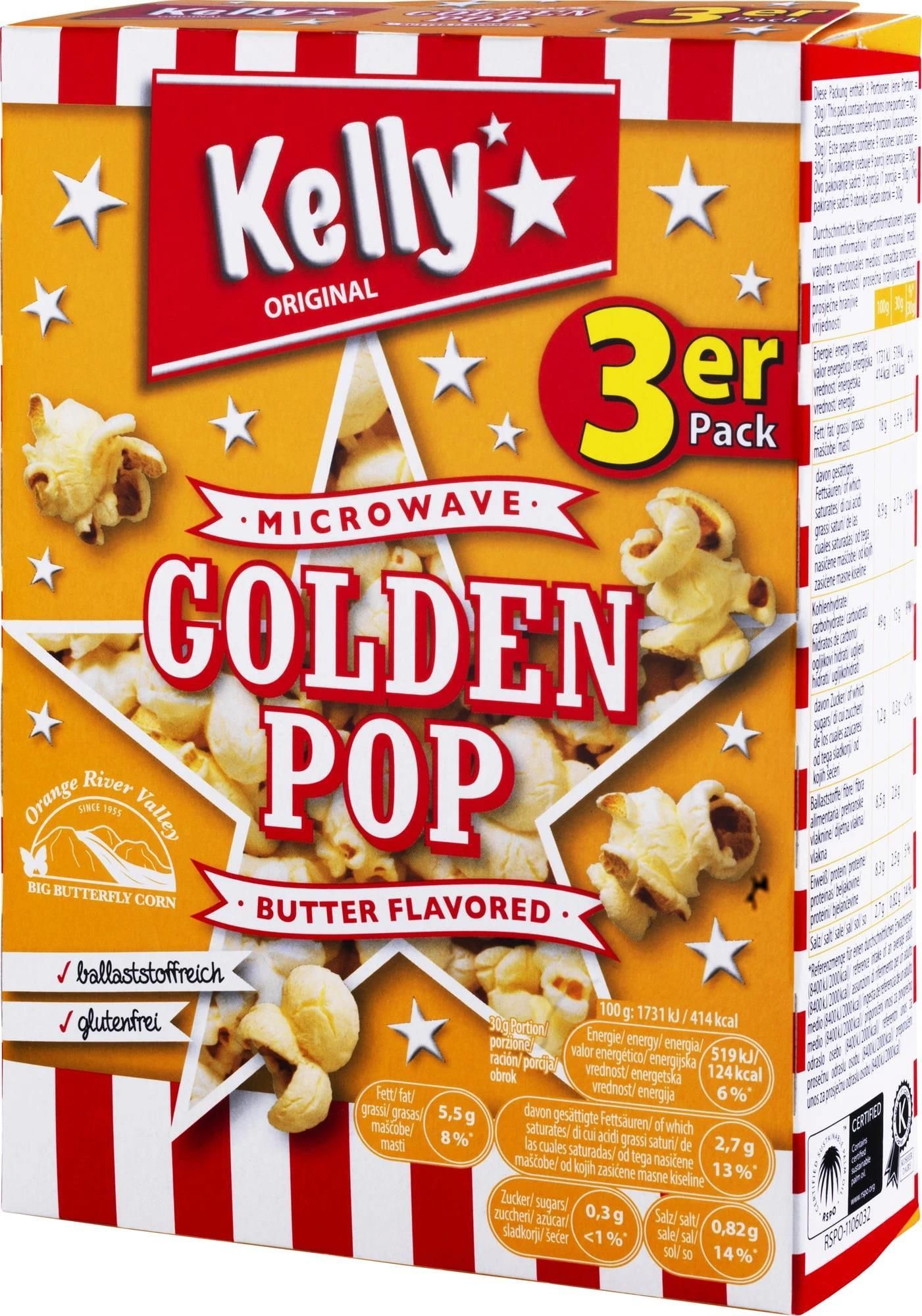 Kelly'S Microwave Golden Pop Butter 3 Pak 270 G - Ceny i opinie - Ceneo.pl