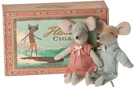Maileg Mama I Tata W Pudełku Mum & Dad Mice In Cigarbox