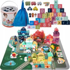 Zdjęcie Kruzzel Drewniane Klocki Miasto Auta 100 Klocków Puzzle - Pieniężno