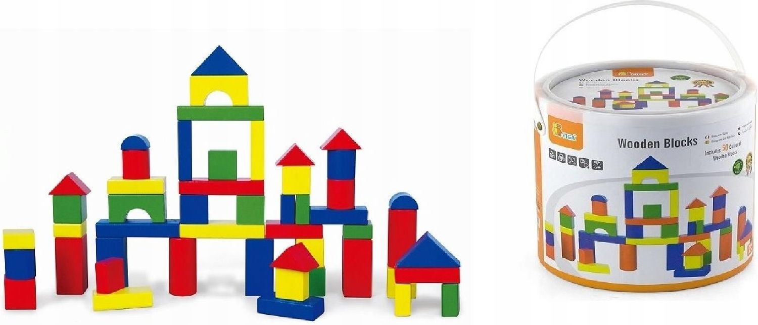 Viga Klocki Drewniane 50Szt W Wiaderku Zestaw Sorter - Ceny i opinie ...
