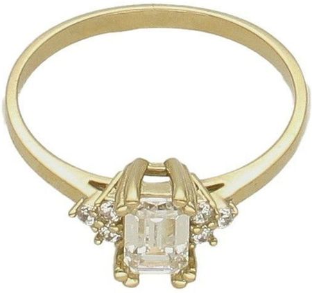 Złoty pierścionek  zaręczynowy z cyrkonią