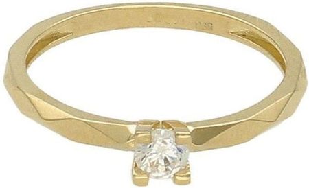 Diament Złoty pierścionek 585 z cyrkonią zaręczynowy (DIAPRS6232585)