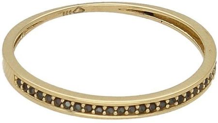 Diament Złoty pierścionek 585 z czarnymi cyrkoniami (PI6088A)