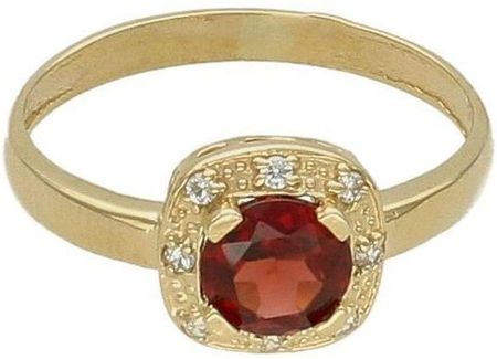 Diament Złoty pierścionek 585 z granatem naturalnym i certyfikatem (DIAPRS6490585)