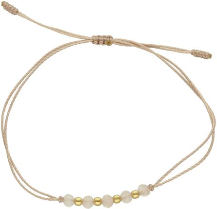 Bransoletka na sznureczku ze złotem i Kwarcem różowym DIA-BRA-6459-585