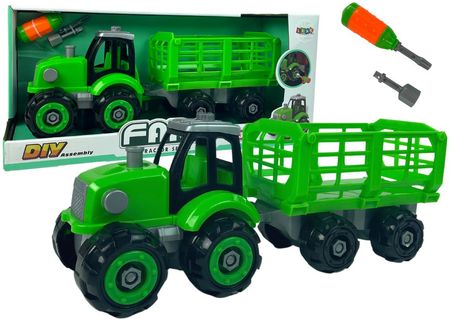 Leantoys Traktor Do Rozkręcania Zielony Diy Śrubokręt