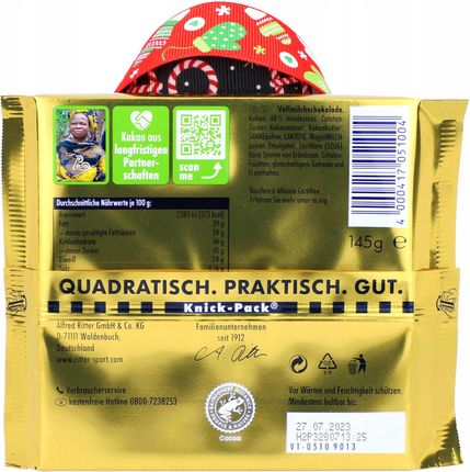 Ritter Sport Czekolada mleczna Złoty Skarb 145g - zdjęcie 6
